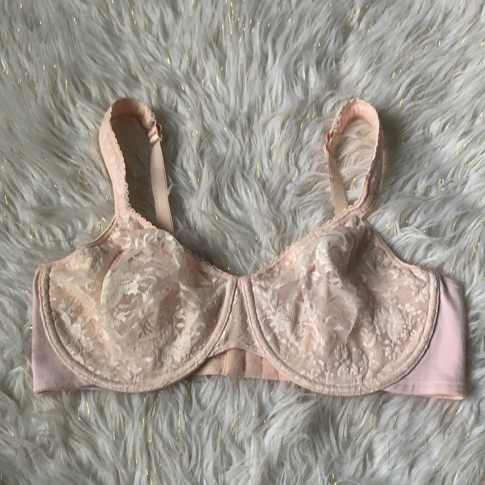 Playtex | Pink Lacy Unlined Underwire Bra Sz 40 D